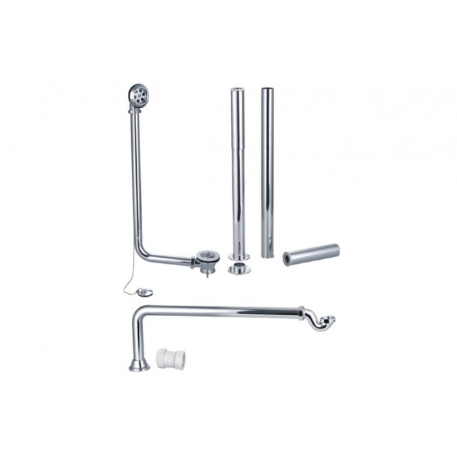 Plumb Warehouse Exposed Bath Plug & Chain Waste With Pipe Shrouds