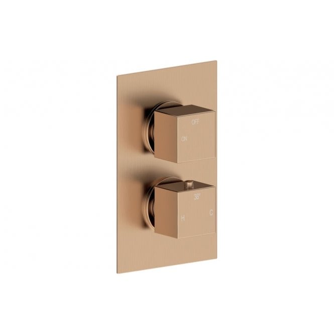Plumb Warehouse Ferrara Thermostatic Single Outlet Twin Shower Valve - Brushed Bronze