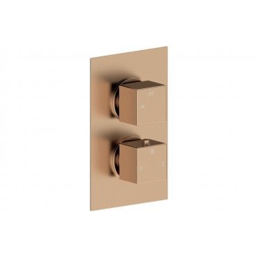 Ferrara Thermostatic Single Outlet Twin Shower Valve - Brushed Bronze