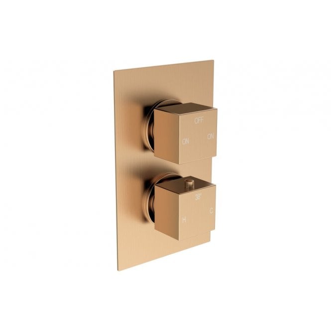 Plumb Warehouse Ferrara Thermostatic Two Outlet Twin Shower Valve - Brushed Bronze