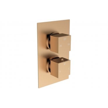 Ferrara Thermostatic Two Outlet Twin Shower Valve - Brushed Bronze