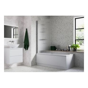 Fluted 800x1500mm Single Straight Bath Screen (5mm) Choose Finish)
