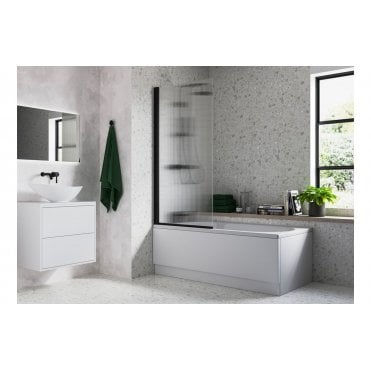Fluted 800x1500mm Single Straight Bath Screen (5mm) Choose Finish)