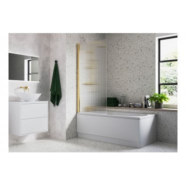 Fluted 800x1500mm Single Straight Bath Screen (5mm) Choose Finish)
