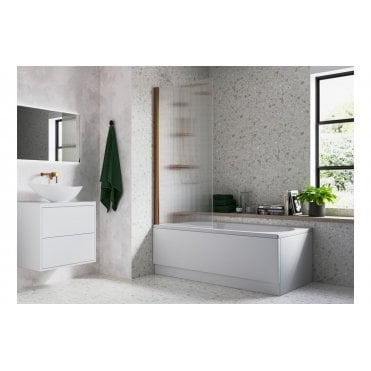 Fluted 800x1500mm Single Straight Bath Screen (5mm) Choose Finish)