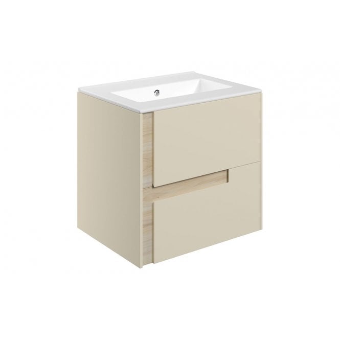 Plumb Warehouse Foggia 615mm Wall Hung 2 Drawer Basin Unit and 0 Tap Holes White Thin Edge Basin (Choose Finish)
