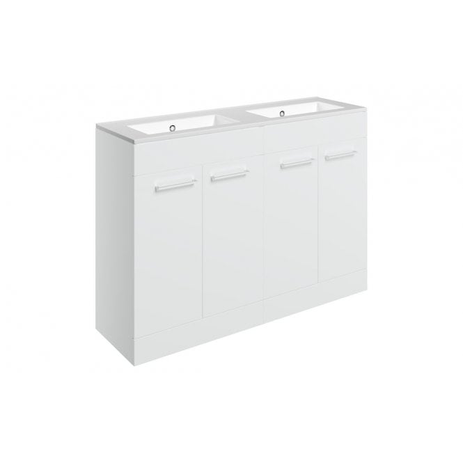 Plumb Warehouse Frascata 1210mm Floor Standing 4 Door Basin Unit and 0 Tap Holes Thin Edge Basin (Choose Finish)