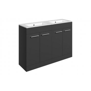 Frascata 1210mm Floor Standing 4 Door Basin Unit and 2 Tap Holes Thin Edge Basin (Choose Finish)
