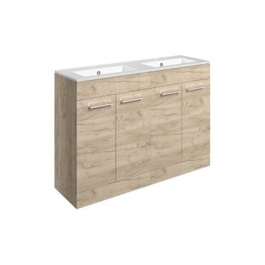 Frascata 1210mm Floor Standing 4 Door Basin Unit and 2 Tap Holes Thin Edge Basin (Choose Finish)
