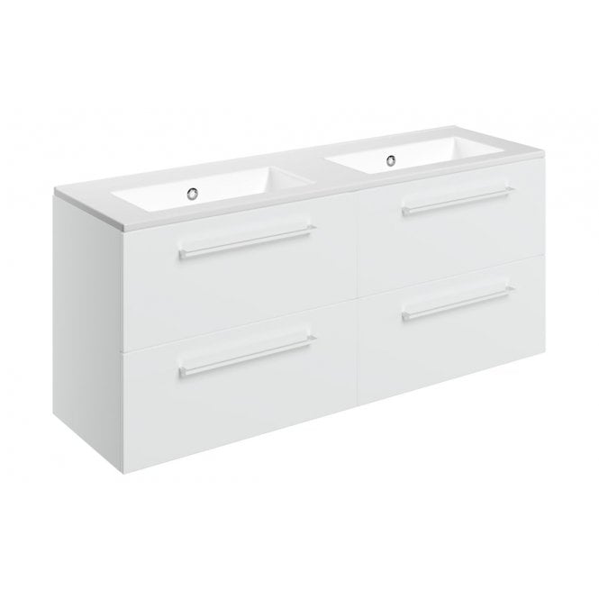 Plumb Warehouse Frascata 1210mm Wall Hung 4 Drawer Basin Unit and 0 Tap Holes Thin Edge Basin (Choose Finish)