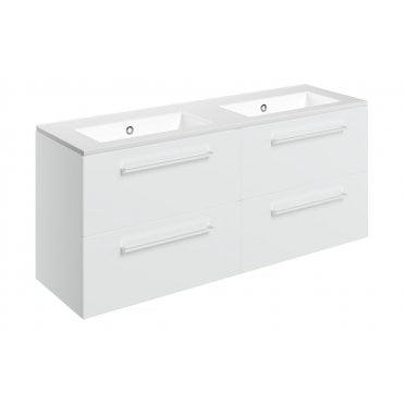 Frascata 1210mm Wall Hung 4 Drawer Basin Unit and 0 Tap Holes Thin Edge Basin (Choose Finish)