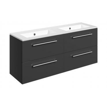 Frascata 1210mm Wall Hung 4 Drawer Basin Unit and 0 Tap Holes Thin Edge Basin (Choose Finish)