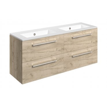Frascata 1210mm Wall Hung 4 Drawer Basin Unit and 0 Tap Holes Thin Edge Basin (Choose Finish)