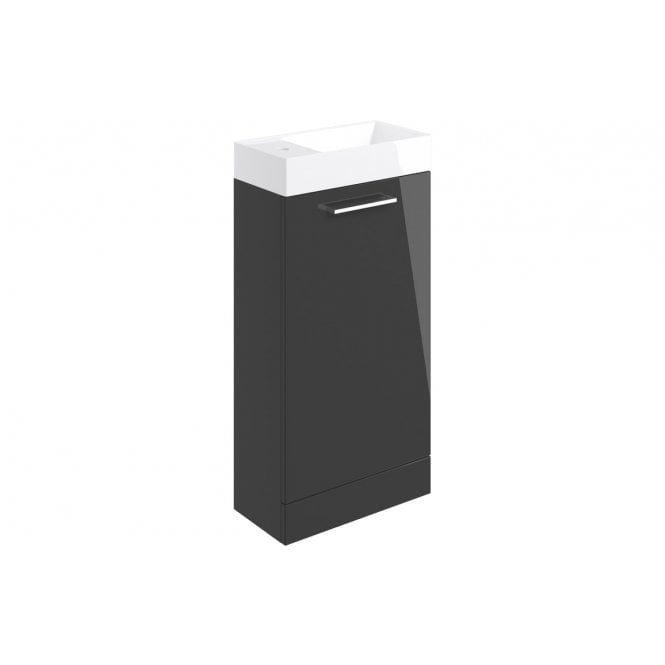 Plumb Warehouse Frascata 410mm Floor Standing 1 Door Basin Unit w/Basin - Anthracite Gloss