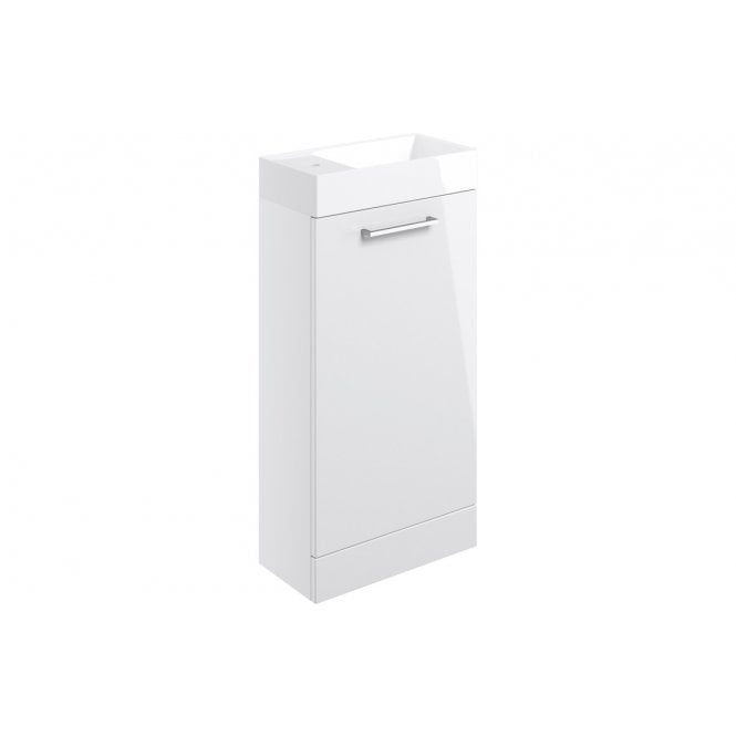 Plumb Warehouse Frascata 410mm Floor Standing 1 Door Basin Unit w/Basin - White Gloss