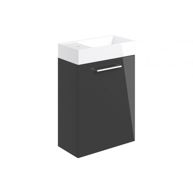 Plumb Warehouse Frascata 410mm Wall Hung 1 Door Basin Unit w/Basin - Anthracite Gloss