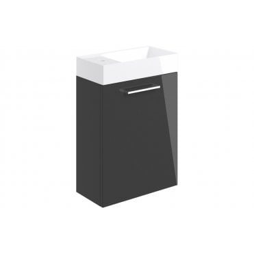 Frascata 410mm Wall Hung 1 Door Basin Unit w/Basin - Anthracite Gloss