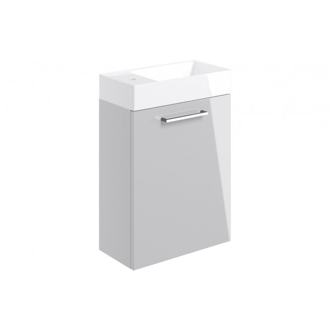 Plumb Warehouse Frascata 410mm Wall Hung 1 Door Basin Unit w/Basin - Grey Gloss
