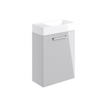Frascata 410mm Wall Hung 1 Door Basin Unit w/Basin - Grey Gloss