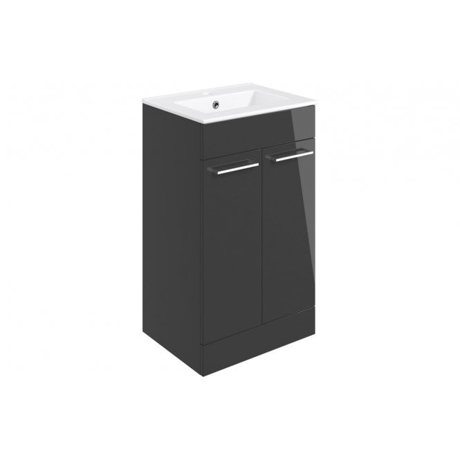 Plumb Warehouse Frascata 510mm Floor Standing 2 Door Basin Unit w/Basin - Anthracite Gloss