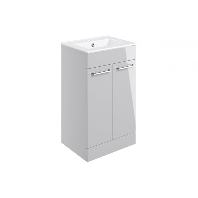 Plumb Warehouse Frascata 510mm Floor Standing 2 Door Basin Unit w/Basin - Grey Gloss