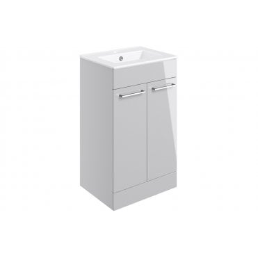 Frascata 510mm Floor Standing 2 Door Basin Unit w/Basin - Grey Gloss