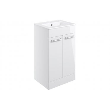 Frascata 510mm Floor Standing 2 Door Basin Unit w/Basin - White Gloss