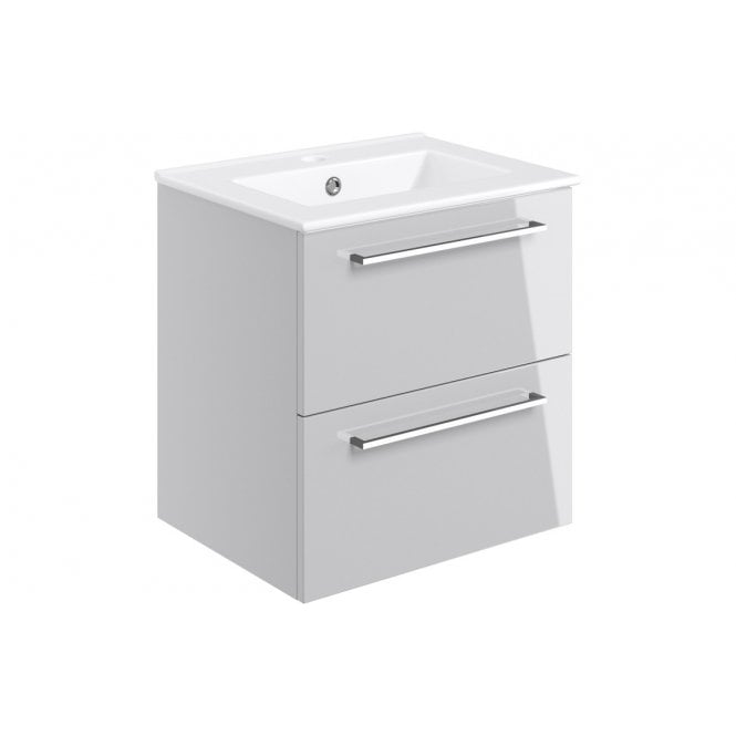 Plumb Warehouse Frascata 510mm Wall Hung 2 Drawer Basin Unit w/Basin - Grey Gloss