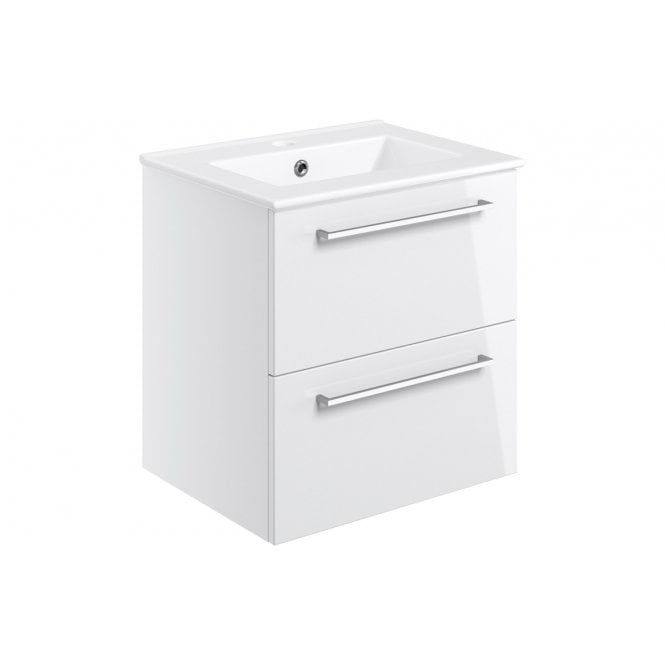 Plumb Warehouse Frascata 510mm Wall Hung 2 Drawer Basin Unit w/Basin - White Gloss