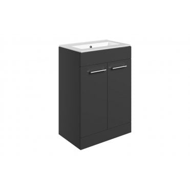 Frascata 610mm Floor Standing 2 Door Basin Unit and 0 Tap Holes Thin Edge Basin (Choose Finish)