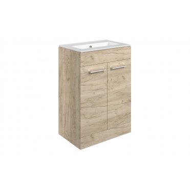 Frascata 610mm Floor Standing 2 Door Basin Unit and 0 Tap Holes Thin Edge Basin (Choose Finish)
