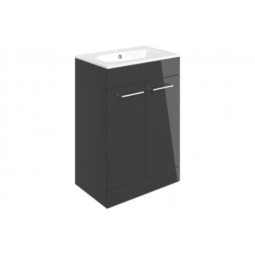 Frascata 610mm Floor Standing 2 Door Basin Unit w/Basin - Anthracite Gloss