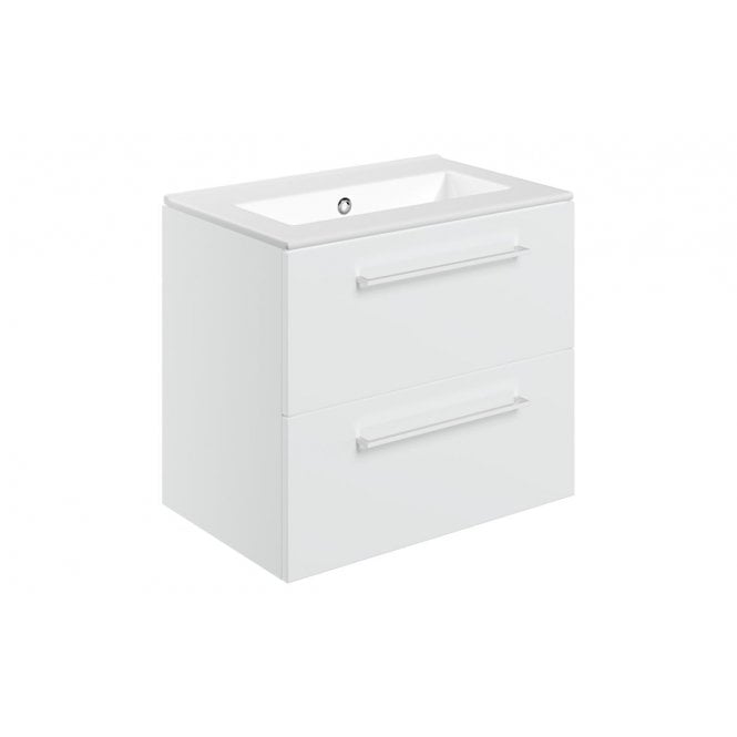 Plumb Warehouse Frascata 610mm Wall Hung 2 Drawer Basin Unit and 0 Tap Holes Thin Edge Basin (Choose Finish)