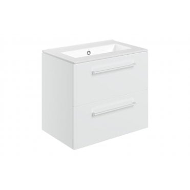 Frascata 610mm Wall Hung 2 Drawer Basin Unit and 0 Tap Holes Thin Edge Basin (Choose Finish)