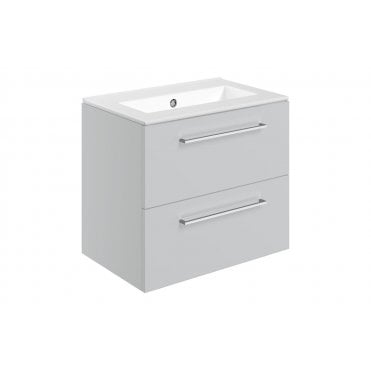 Frascata 610mm Wall Hung 2 Drawer Basin Unit and 0 Tap Holes Thin Edge Basin (Choose Finish)