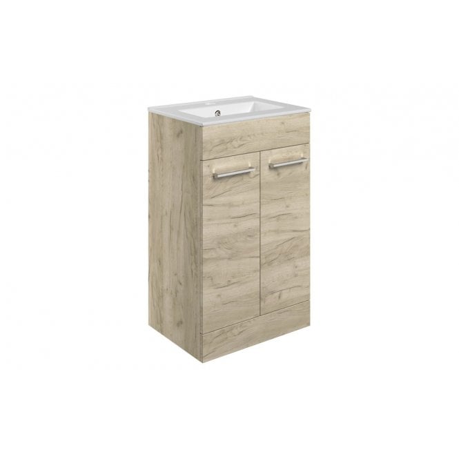Plumb Warehouse Frascata Floor Standing 2 Door Basin Unit & Basin - Oak (Choose Size)