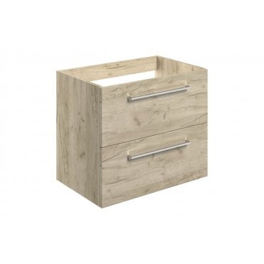 Frascata Wall Hung 2 Drawer Basin Unit (No Top) - Oak (Choose Size)