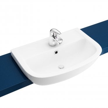 Gamma 560mm x 380mm Semi Recessed 1 Tap Hole Basin - White