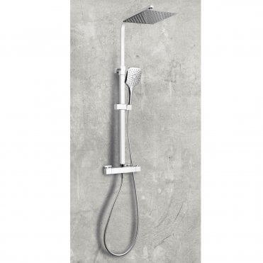 Helier Chrome Square Cool Touch Rigid Riser Shower Kit