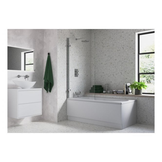 Plumb Warehouse Hinged Straight Bath Screen - Chrome