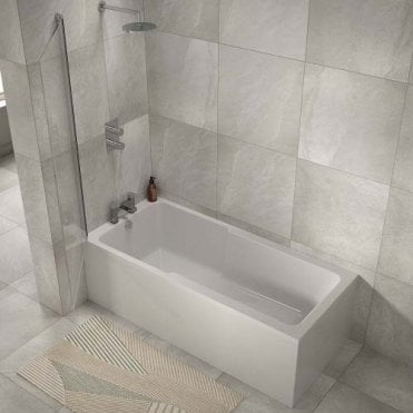 Plumb Warehouse I-Bath Single Ended Shower Bath 1800mm x 800mm - White