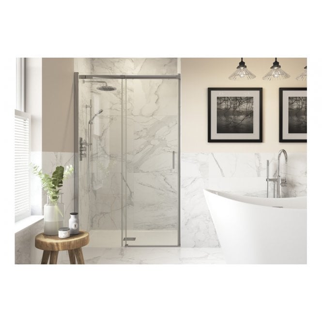 Plumb Warehouse  Ilenia 6mm Semi-Framed Sliding Door 1200mm - Opened but New