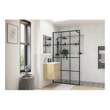 Ilenia Black Framed Wetroom Panel (Choose Size)
