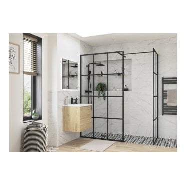 Ilenia Black Framed Wetroom Side Panel