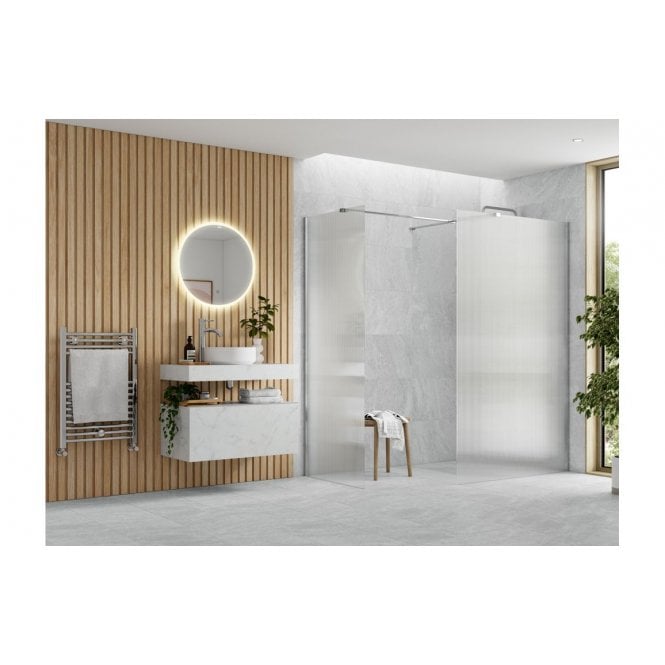 Plumb Warehouse Ilenia Fluted Wetroom Panel & Side Panel Arm (Choose Size and Finish)