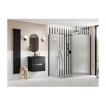 Ilenia Fluted Wetroom Panel & Side Panel Arm (Choose Size and Finish)
