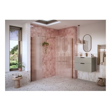 Ilenia Fluted Wetroom Panel & Side Panel Arm (Choose Size and Finish)