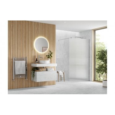 Ilenia Fluted Wetroom Panel & Support Bar (Choose Size and Finish)