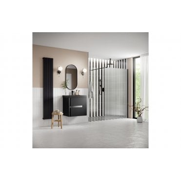 Ilenia Fluted Wetroom Panel & Support Bar (Choose Size and Finish)