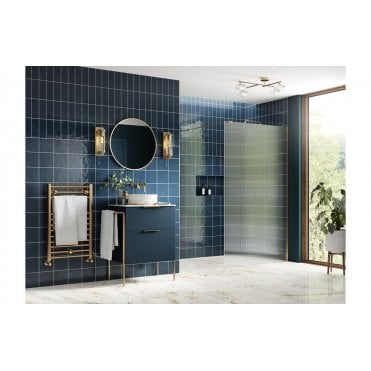 Ilenia Fluted Wetroom Panel & Support Bar (Choose Size and Finish)